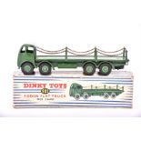 A Dinky Toys 905 Foden Flat Truck with chains  the green cab and bodywork with copper coloured