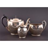 A Victorian silver three -piece tea set Sheffield 1892, by Lee & Wigfull (Henry Wigfull), to include