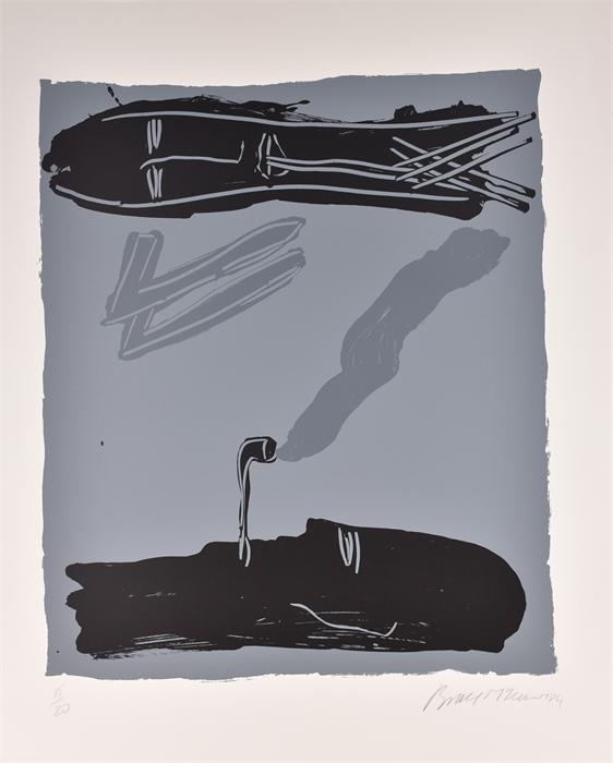 Bruce McLean (born 1944) Scottish Pipesmoker (grey), screenprint, signed and dated in pencil 1984,