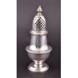 A George II silver shaker/caster  London 1742, by Edward Feline, the plain baluster body on a