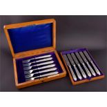 A set of six silver fish knives and forks  Sheffield 1906, by Harrison brothers & Howson, having