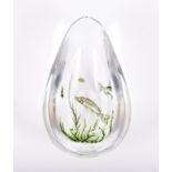 Edward Hald & Simon Gate for Orrefors  a small fish graal glass dish of teardrop form, decorated