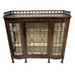 A 20th century Chippendale style mahogany cabinet with pierced and carved gallery above carved