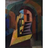 Pickersgill (20th century) A brightly coloured Moroccan street scene painted in a Cubist style,