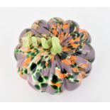 A multi-coloured Murano glass pumpkin with twisted glass stem, 13 cm high, 22 cm diameter. CONDITION