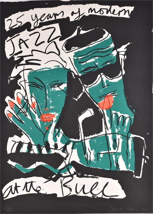 Bruce McLean (born 1944) Scottish  25 Years of Modern Jazz, screenprint, signed and dated in