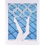 London 2012 Olympic Games poster entitled Divers, by Anthea Hamilton, framed and glazed, 78 x 59