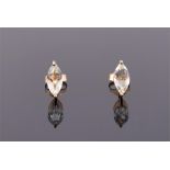 A pair of 9ct yellow gold and green amethyst (prasiolite) ear studs each set with a single