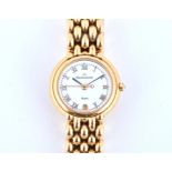 A gold plated Maurice Lacroix lady's wristwatch with Roman numerals white dial, quartz movement, and