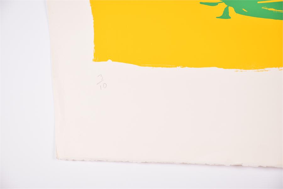 Bruce McLean (born 1944) Scottish  Green Fish on Yellow, signed and dated 1984, numbered 3/10, - Image 3 of 3