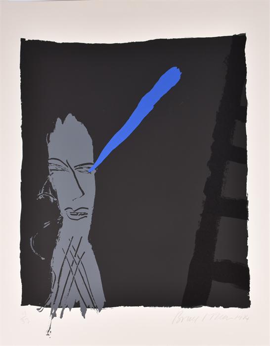Bruce McLean (born 1944) Scottish  Head and Ladder (black), screenprint, signed and dated in
