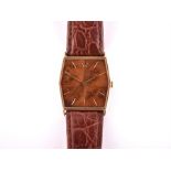 A 1980s Rolex Cellini 18ct gold dress watch  with signed 'tropical' style wooden dial with gold