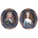 A pair of French School early 19th century portraits  of a lady and gentleman, the lady wearing a