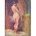 John George Mennie (1911-1982) Scottish   a nude standing female, signed at lower left, oil on