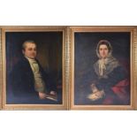 Jackson Carnock (19th century) British  a pair of portraits of Captain Leeson and his wife, Leeson