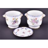 A large pair of late 18th Century Sevres French porcelain jardinieres  decorated with painted floral