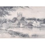 John Fullwood RA (1854-1931) British a Thames view, etching, signed to lower left, framed and