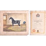 An early 20th century painting of a racehorse named Melton signed indistinctly and dated 1927 to