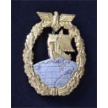 A German Third Reich WW2 Kriegsmarine Auxiliary Cruiser Badge c. 1941 (Kriegsabzeichen für