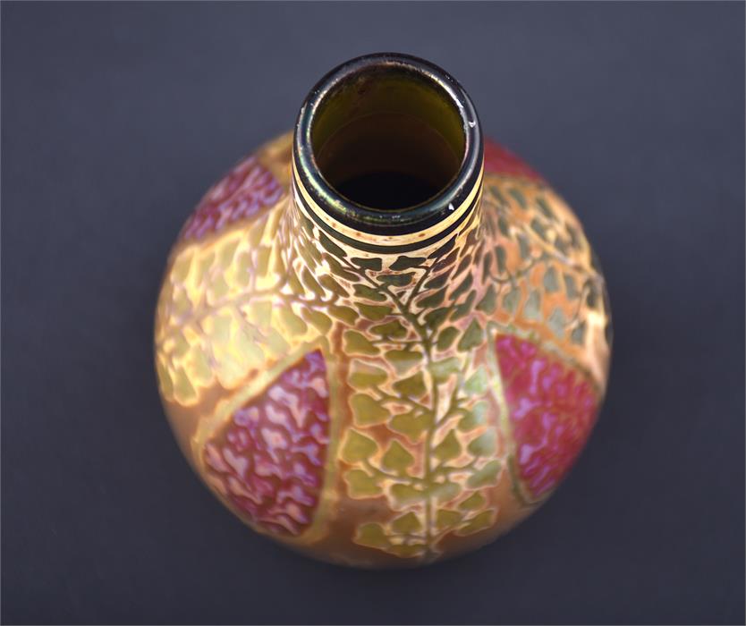 An unusual short Pilkingtons Royal Lancastrian bottle vase circa 1914-1920. Decoration attributed to - Image 3 of 3