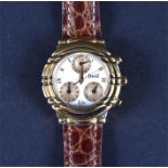 A Piaget 18ct yellow gold ladies chronograph wristwatch the white dial with Roman numerals, and
