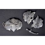 Two late 19th century Russian silver and niello belt buckles each two part buckle featuring a