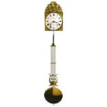 A 19th century Comtoise wall clock the domed white enamel nine inch dial with brass surround and