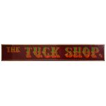 A hand-painted wooden tuck shop sign signed to lower left 'sign by John Pockett high st. Cookham
