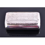 A Scandinavian silver snuff box of rounded rectangular form, the hinged lid bearing inscribed name