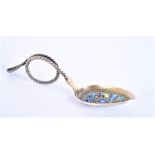 A Norwegian plique-à-jour rope twist silver spoon by David Andersen, 13 cm long. CONDITION REPORT