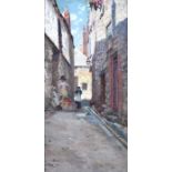 Martin Gwilt Jolley (1859-1916) British Children in a Saint Ives Street, oil on panel, signed to
