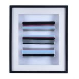 A modern piece of glass wall art framed, 38 x 28.5 cm.