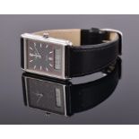 A 1970's Longines split five analogue gents wrist watch rectangular dial with Arabic and baton