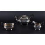 A George V silver three-piece tea set Birmingham, 1926 by Elkington & Company. Comprising Teapot,
