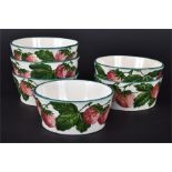 A set of six Wemyss bowls decorated with strawberries impressed Wemyss mark and T Goode & Co stamp
