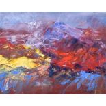June Mayhew (modern) Welsh  Mountain, acrylic, framed and glazed, 39 x 49 cm, artist catalogued in