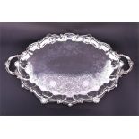 A substantial  Edwardian silver tray London, 1910 by Charles Boyton & Sons 121.1 ozt. Of oval