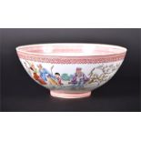 A fine Chinese Republic period (1912 - 1949) porcelain bowl of open, footed form, the exterior