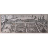 A German late 17th century aerial view of The Elector's Bavarian Residence in Munich etching with