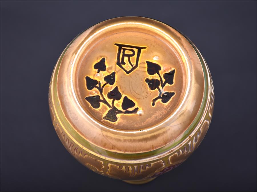 An unusual short Pilkingtons Royal Lancastrian bottle vase circa 1914-1920. Decoration attributed to - Image 2 of 3