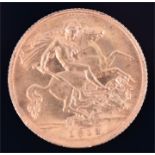 A George V 1912 22ct half sovereign 3.9 grams.