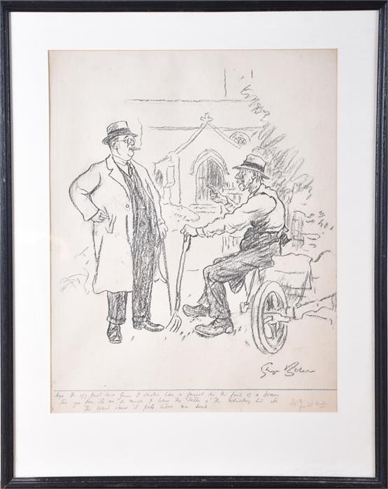 George Brecher (early 20th century) British fond of a dram, cartoon, charcoal, signed to lower right - Image 2 of 3