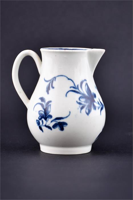 An 18th Century Worcester blue and white sparrow beak jug  painted with floral sprigs. 8.5 cm - Image 2 of 2