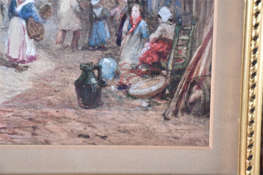 John Skinner Prout (1805-1876) British a bustling street scene, signed and dated 1861 to lower - Image 3 of 8