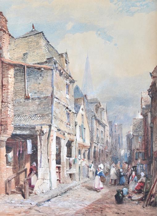 John Skinner Prout (1805-1876) British a bustling street scene, signed and dated 1861 to lower - Image 5 of 8