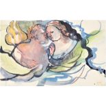 Tessanna Hoare (b. 1961) British a Chagall inspired watercolour of two lovers, 1998, signed to lower
