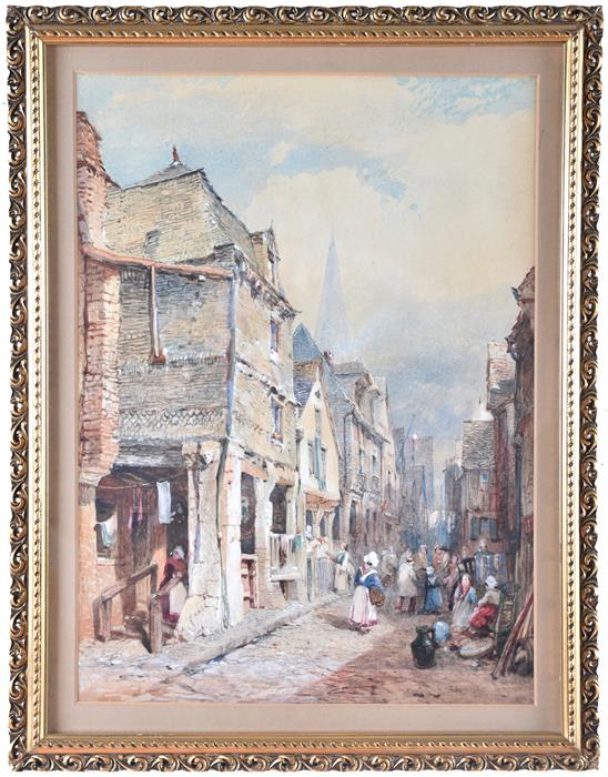 John Skinner Prout (1805-1876) British a bustling street scene, signed and dated 1861 to lower - Image 2 of 8