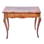 A late 19th century French card table  in the 18th century style with mahogany veneers with pin-