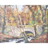 Fergus O'Ryan RHA ARCA (1911-1989) Irish Shankhill River Cloughlea, an autumnal scene of an old