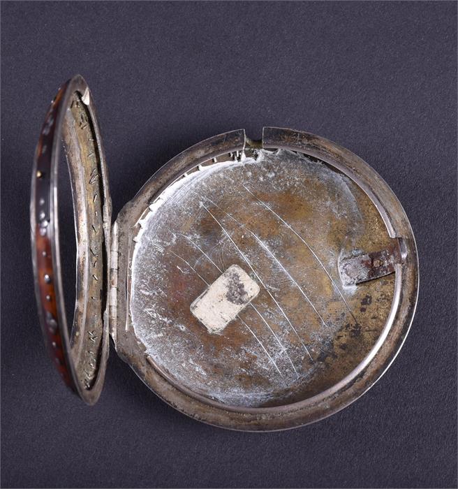 An 18th century silver and tortoiseshell triple-cased pocket watch by George Prior the white - Image 4 of 8